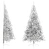 vidaXL K&uuml;nstlicher Halb-Weihnachtsbaum mit St&auml;nder Silber 240 cm PET