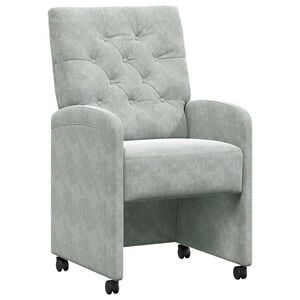 vidaXL Esszimmerst&uuml;hle mit Rollen 2 pcs Hellgrau 58 x 67 x 97 cm Samt