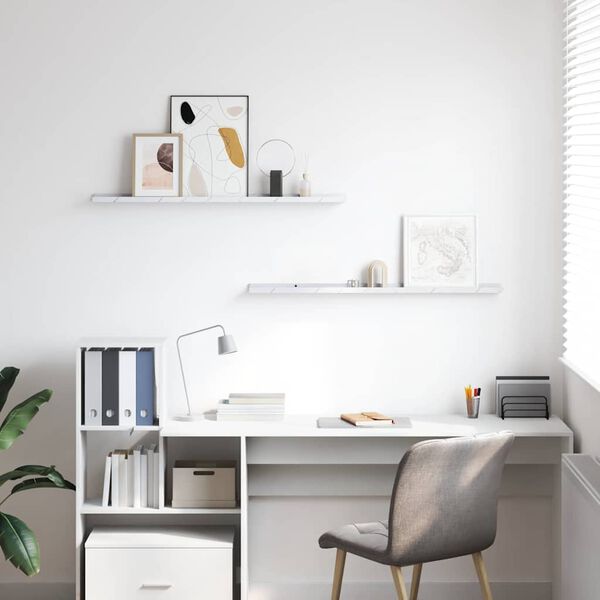 vidaXL Wandregal 2 pcs Wei&szlig; Marmor 100 x 9 x 3 cm Holzwerkstoff