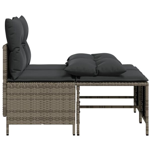vidaXL 4-tlg. Garten-Sofagarnitur mit Kissen Grau Poly Rattan