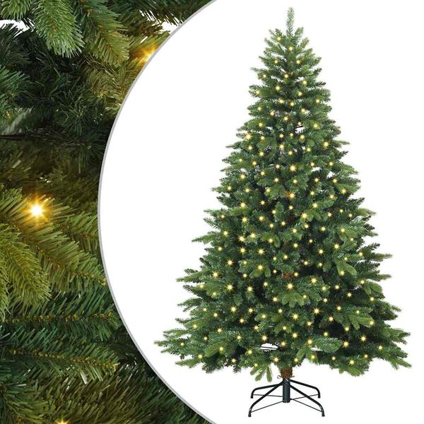 vidaXL Künstlicher Weihnachtsbaum mit 300 LEDs Grün 180 cm PE und PVC
