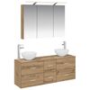 vidaXL Badezimmerm&ouml;bel-Set 4 stk. Artisan-Eiche Ingenieurholz und Glas