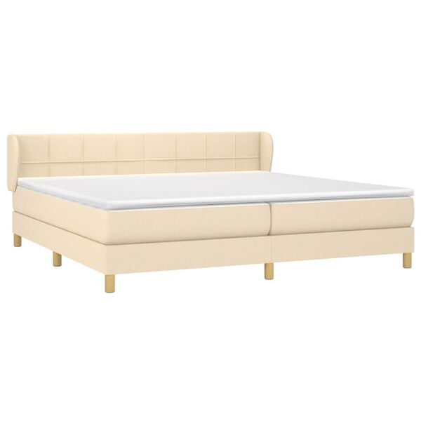 vidaXL Boxspringbett mit Matratze Creme 200x200 cm Stoff