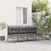 vidaXL 3-tlg. Garten-Lounge-Set mit Kissen Grau Poly Rattan
