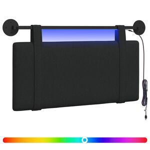 vidaXL H&auml;ngendes Kopfteil Mit LED Licht Schwarz Stoff
