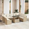 vidaXL Sofa Set mit Kissen 10 pcs Beige und Creme Poly-Rattan
