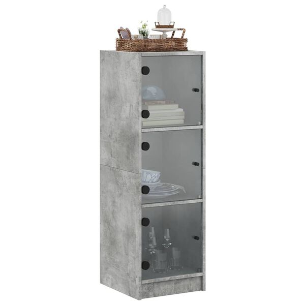 vidaXL Highboard mit Glast&uuml;ren Betongrau 35x37x109 cm