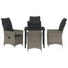 vidaXL Garten Essgruppe mit Kissen 5 pcs Grau Poly-Rattan