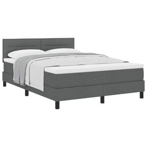 vidaXL Boxspringbett mit Kopfteil Dunkelgrau 140 x 200 cm Stoff