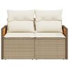 vidaXL Gartensofa mit Kissen 2-Sitzer Beige Poly Rattan