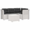 vidaXL 4-Sitzer Garten Sofa mit Kissen Rattan Look PP Wei&szlig;