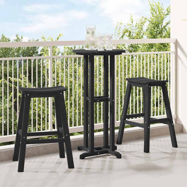 vidaXL Garten Bar Set 3 pcs Schwarz HDPE