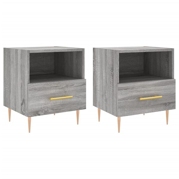 vidaXL Nachttische 2 Stk. Grau Sonoma 40x35x47,5 cm Holzwerkstoff