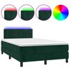 vidaXL Boxspringbett mit Matratze & LED Dunkelgr&uuml;n 120x200 cm Samt