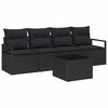 vidaXL Sofa Set mit Kissen mit Speicher 5 pcs Schwarz Poly-Rattan