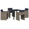 vidaXL Garten Essgruppe mit Kissen 5 pcs Grau Poly-Rattan