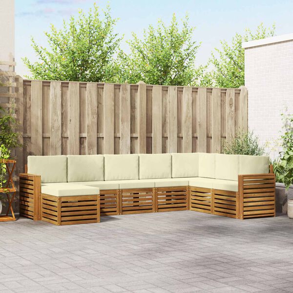 vidaXL Sofagarnituren 8 pcs Natur und Creme Massivholz Akazie