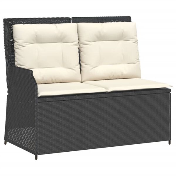 vidaXL 3-tlg. Garten-Lounge-Set mit Kissen Schwarz Poly Rattan