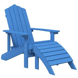 vidaXL Adirondack-Gartenstuhl mit Fu&szlig;teil HDPE Aquablau