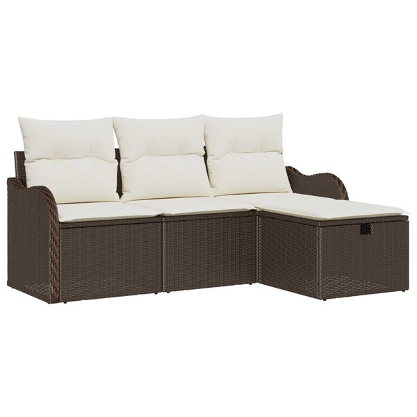 vidaXL Gartensofa-set mit Kissen 4 pcs Braun und Creme Poly-Rattan