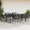 vidaXL 7-tlg. Garten-Essgruppe mit Kissen Schwarz Poly Rattan Glas