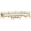 vidaXL Sofa Set mit Kissen Uni 5 pcs Creme Massivholz Akazie