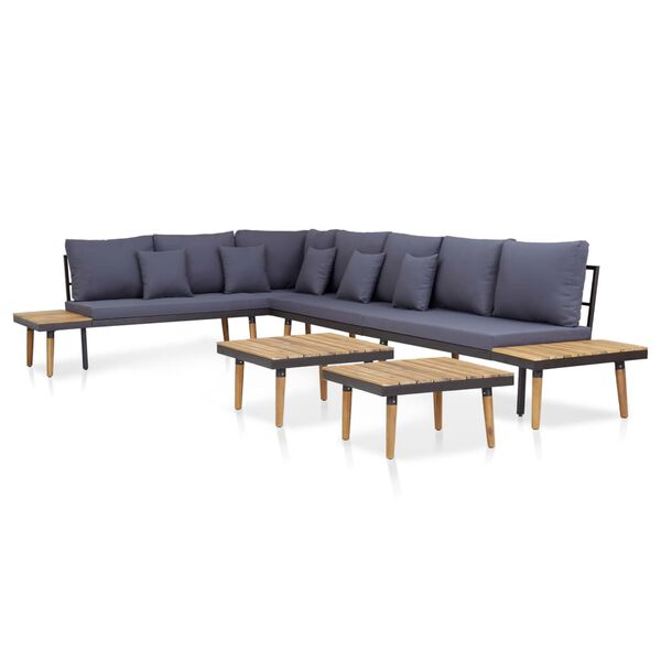 vidaXL 7-tlg. Garten-Lounge-Set mit Kissen Massivholz Akazie Braun