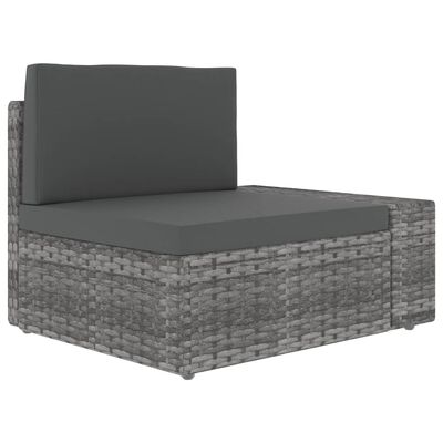 vidaXL Modulares Sofa-Eckteil mit Armlehne (links) Poly Rattan Grau