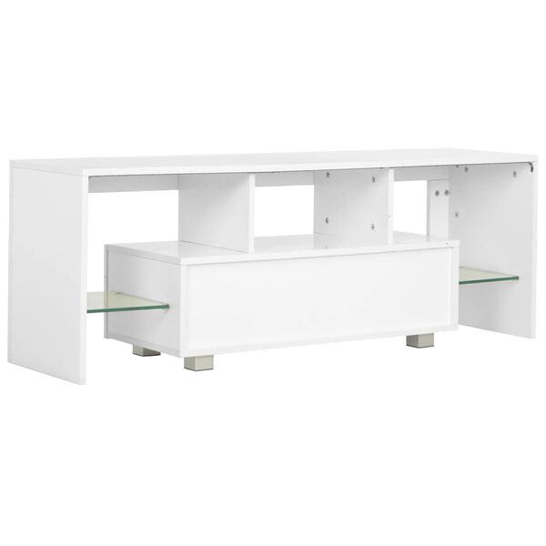 vidaXL TV-Schrank mit LED-Leuchten Hochglanz-Weiß 130x35x45 cm