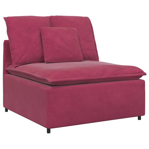 vidaXL Modulares Sofa Mittelmodul mit Kissen Weinrot 100 cm