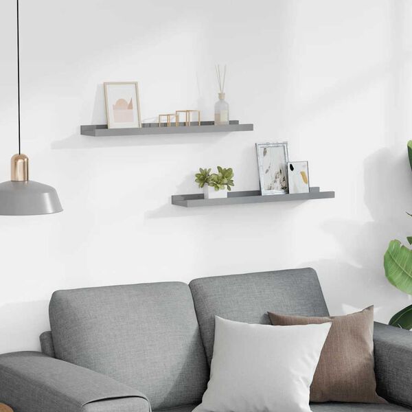 vidaXL Bilderleisten 2 Stk. Grau 60x9x3 cm MDF