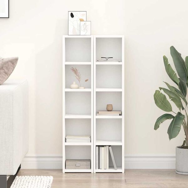 vidaXL CD-Regale 2 Stk. Wei&szlig; 21x16x93,5 cm Holzwerkstoff