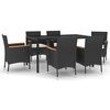 vidaXL 7-tlg. Garten-Essgruppe mit Kissen Schwarz Poly Rattan