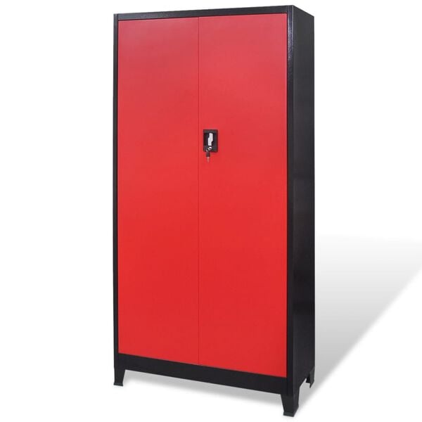 vidaXL Werkzeugschrank mit 2 Türen Stahl 90x40x180 cm Schwarz/Rot
