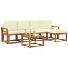 vidaXL Outdoor-Sofagarnitur 6 pcs Natur und Creme Massivholz Akazie