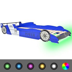 vidaXL Kinderbett mit LED im Rennwagen-Design 90 x 200 cm Blau