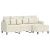 vidaXL 3-Sitzer-Sofa mit Hocker Creme 180 cm Samt