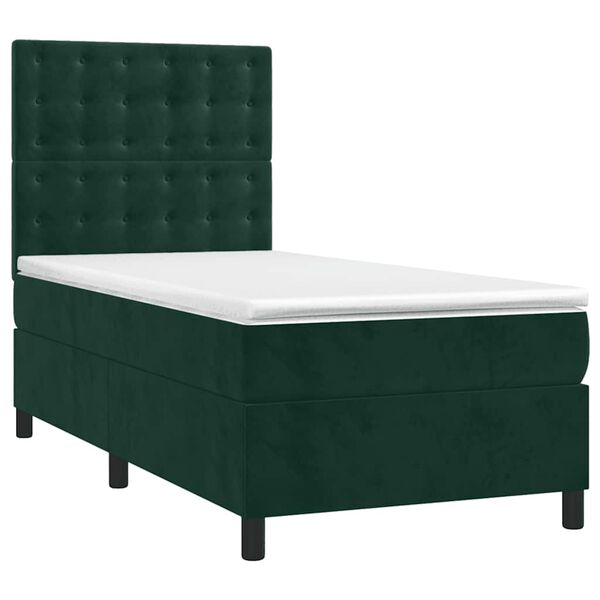 vidaXL Boxspringbett mit Matratze Dunkelgr&uuml;n 80x200 cm Samt