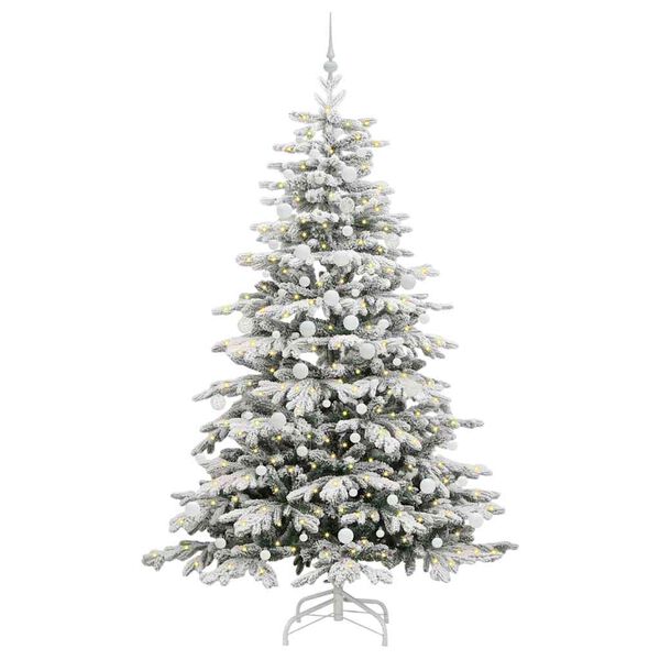 vidaXL K&uuml;nstlicher klappbarer Weihnachtsbaum Wei&szlig; 210 cm PE und PVC