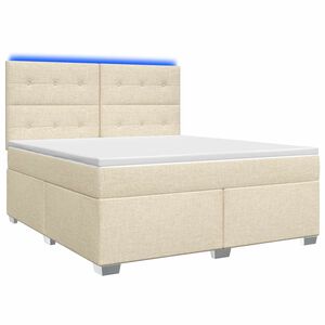 vidaXL Boxspringbett mit Matratze Creme 140 x 190 cm Stoff