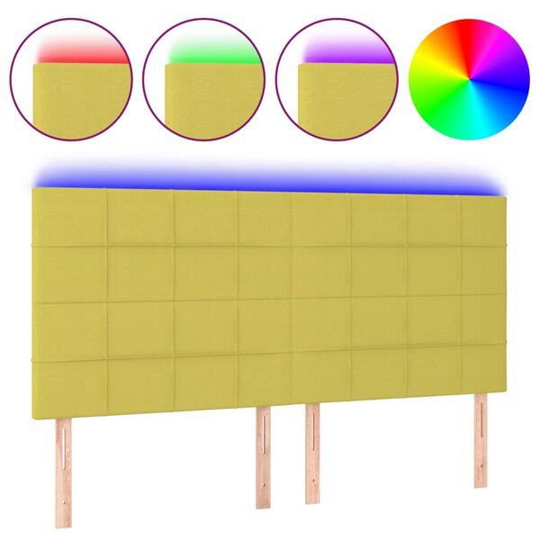 vidaXL LED Kopfteil Gr&uuml;n 160x5x118/128 cm Stoff