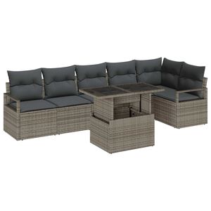 vidaXL Garten-Sofa-Set mit Speicher 7 pcs Grau Poly Rattan