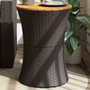 vidaXL Garten-Beistelltisch Trommelform Schwarz Poly Rattan Massivholz