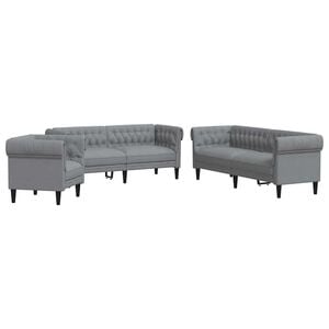 vidaXL Wohnzimmer Couch 3 pcs Hellgrau Stoff