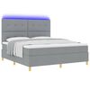 vidaXL LED Boxspringbett mit Matratze Hellgrau 180 x 200 cm Stoff