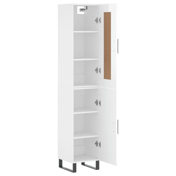 vidaXL Highboard Hochglanz-Wei&szlig; 34,5x34x180 cm Holzwerkstoff