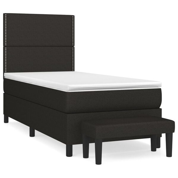 vidaXL Boxspringbett mit Matratze Schwarz 90x190 cm Stoff