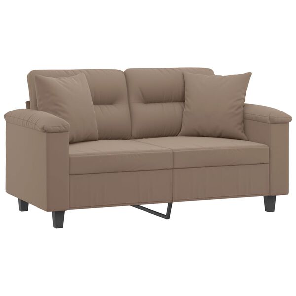 vidaXL 2-Sitzer-Sofa mit Kissen Taupe 120 cm Mikrofasergewebe