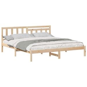 vidaXL Bettrahmen mit Kopfteil Braun 200 x 200 cm Massives Kiefernholz