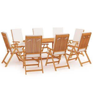 vidaXL 9-tlg. Garten-Essgruppe mit Kissen Massivholz Teak